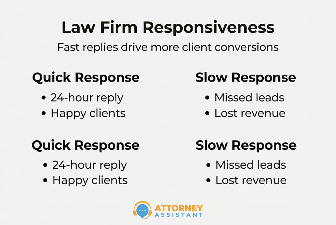 Infographic comparing fast and slow law firm responses