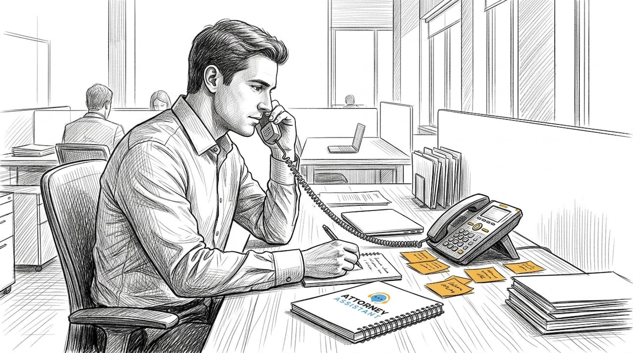 Attorney taking client intake call