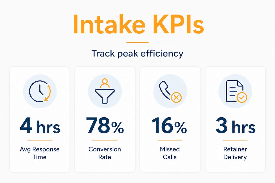 Infographic showing four law intake KPIs