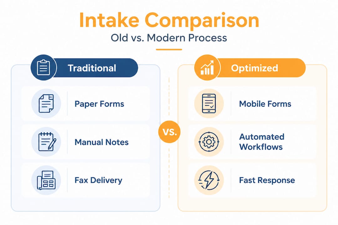Infographic comparing old and modern intake