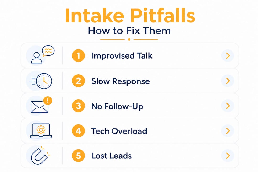 Infographic outlining intake pitfalls and fixes