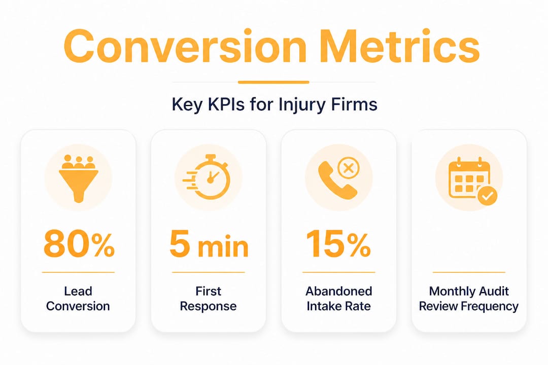 Infographic of intake conversion KPIs for injury firms