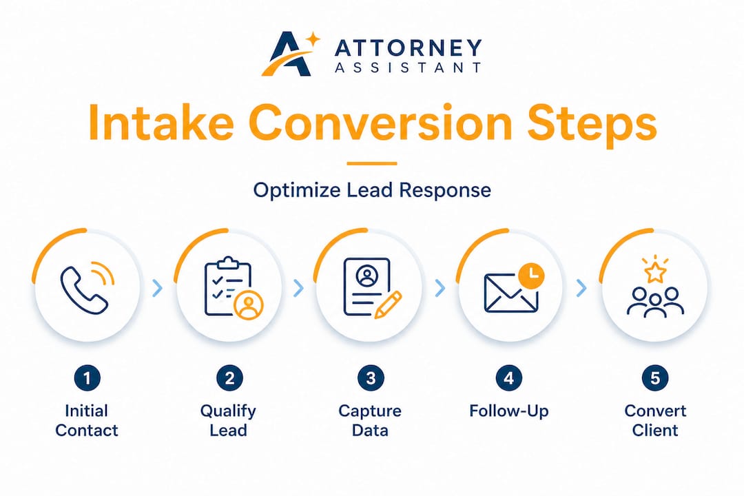 Infographic showing steps for intake conversion workflow