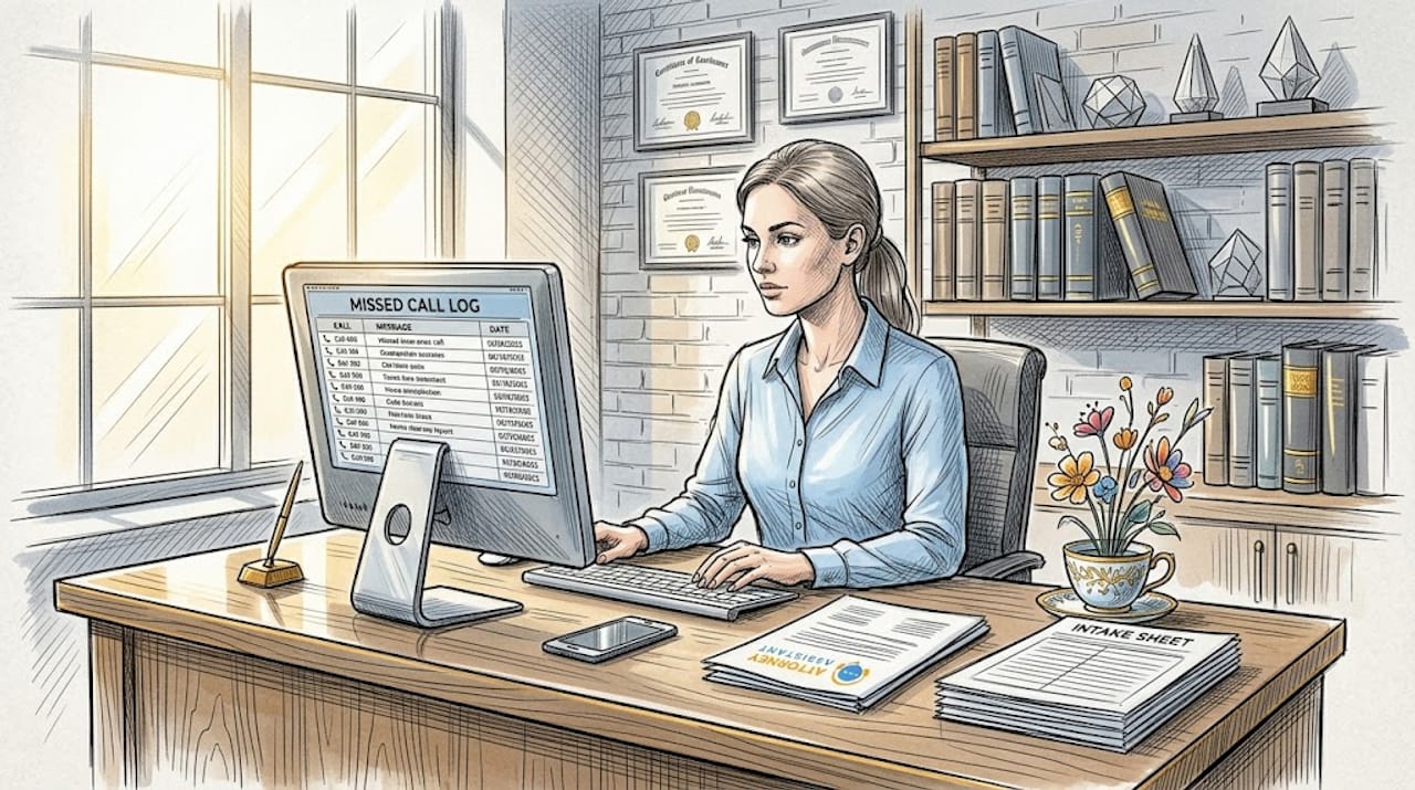 Receptionist reviewing missed intake calls