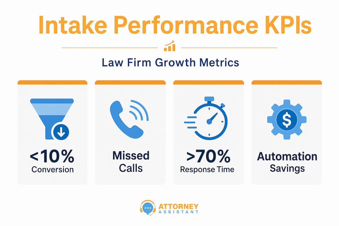 Infographic of law firm intake performance metrics
