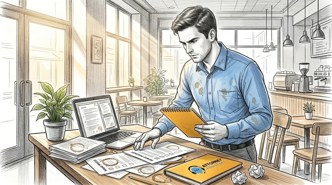 Office manager reviews intake process documents