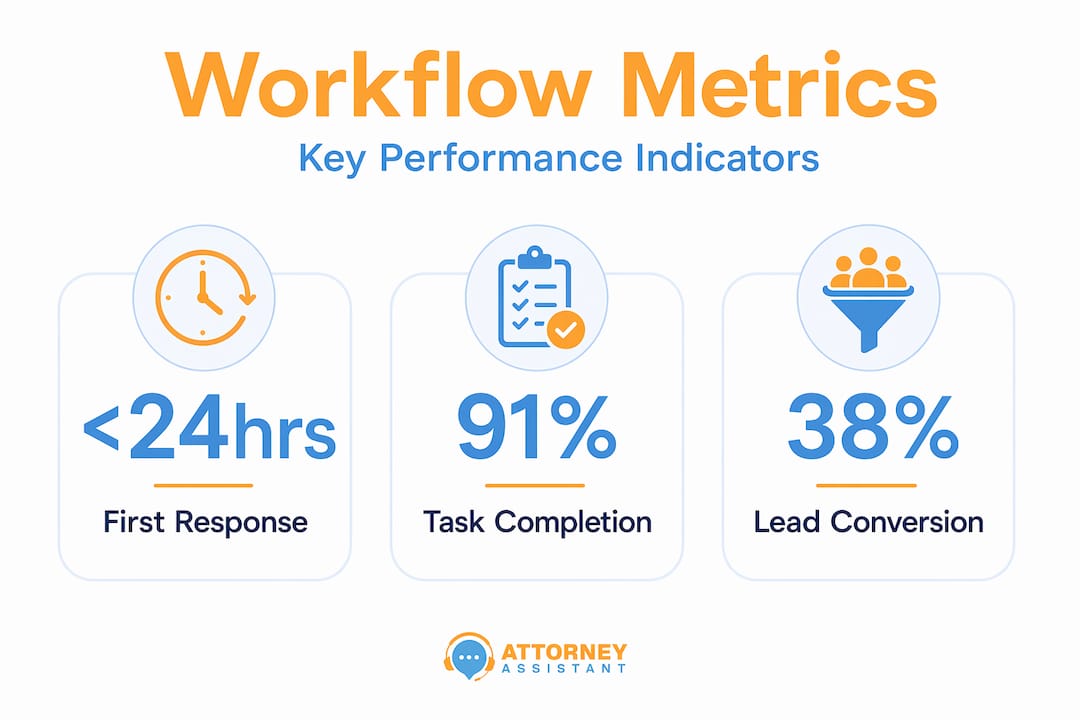 Infographic showing workflow performance metrics