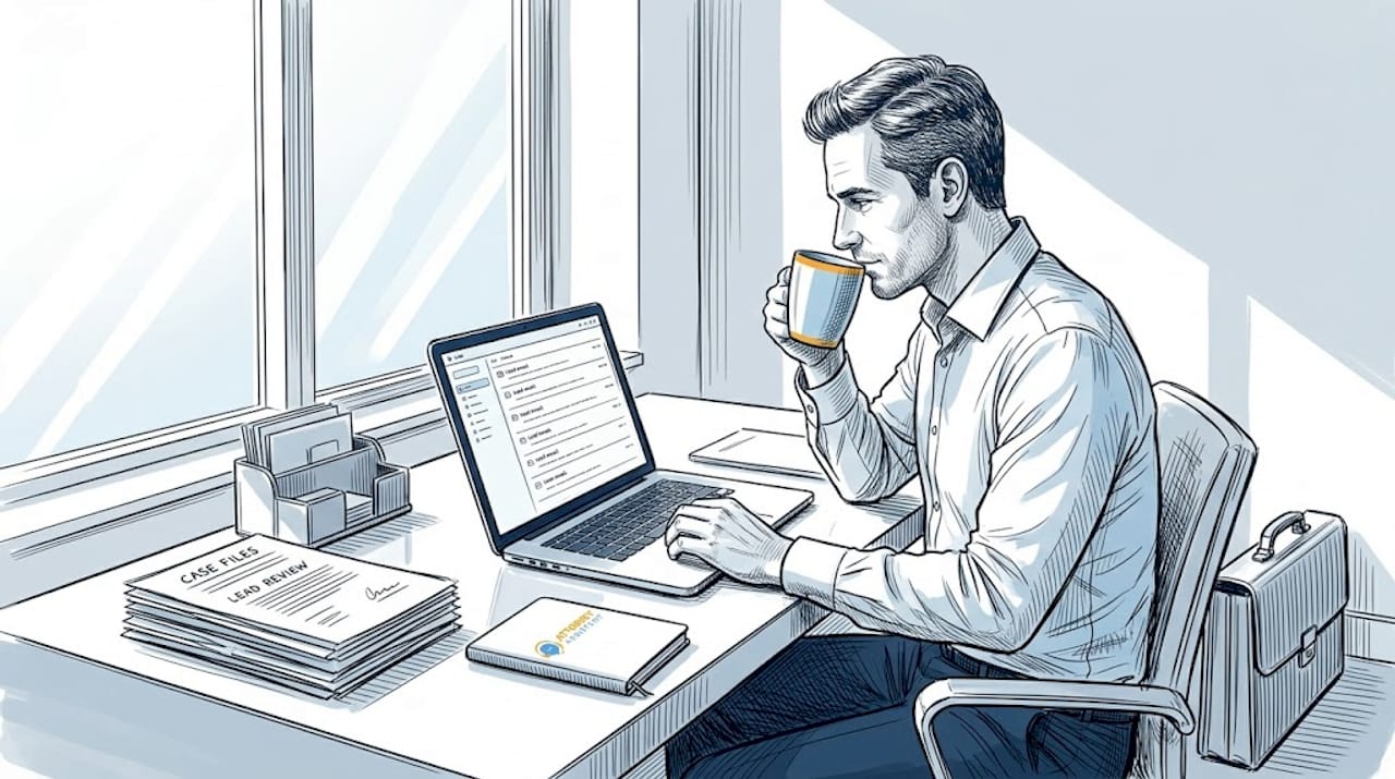 Attorney reviewing incoming new client leads
