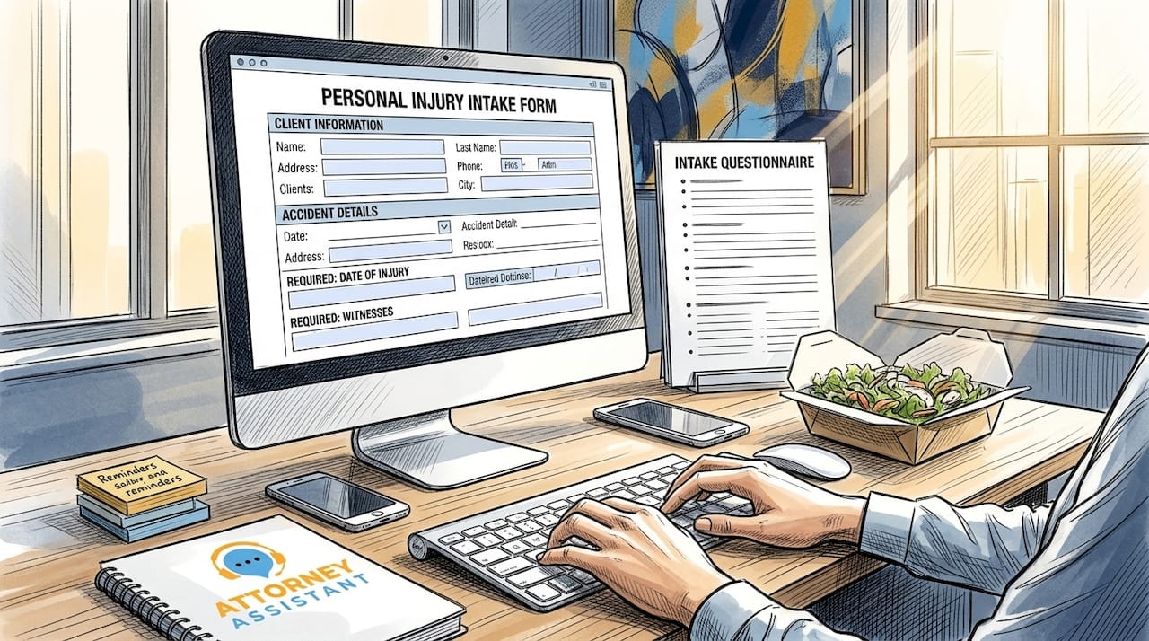 Intake form being completed at office desk