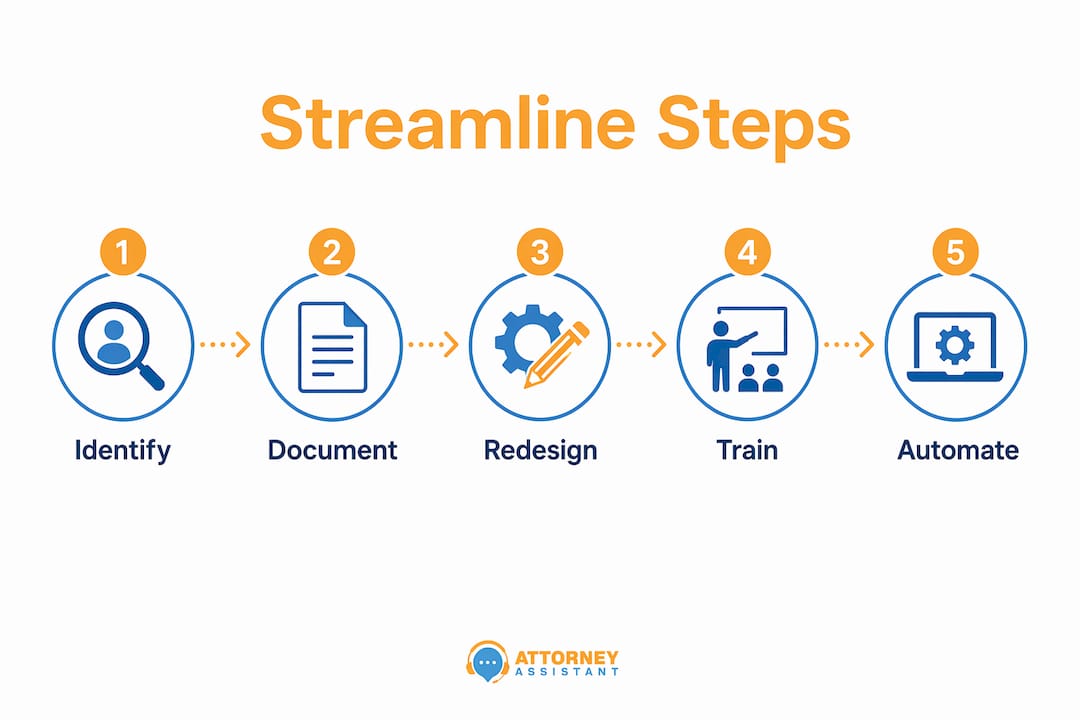 Infographic outlining steps to streamline administrative tasks