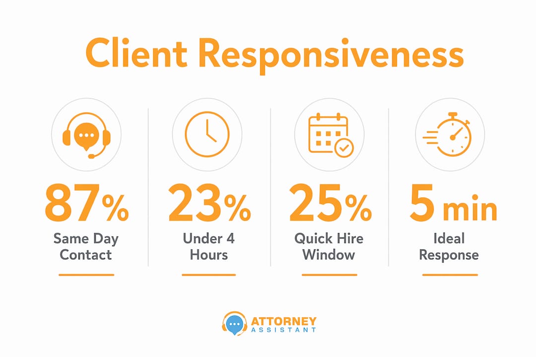 Infographic showing client responsiveness statistics