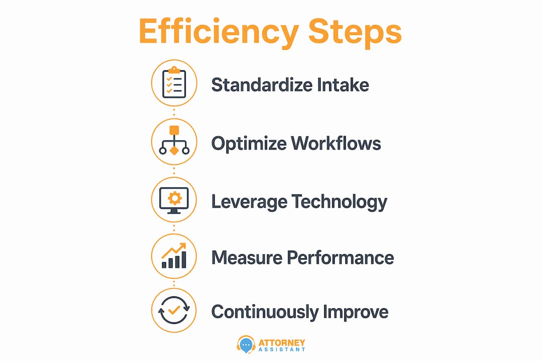 Infographic outlining steps to legal operations efficiency