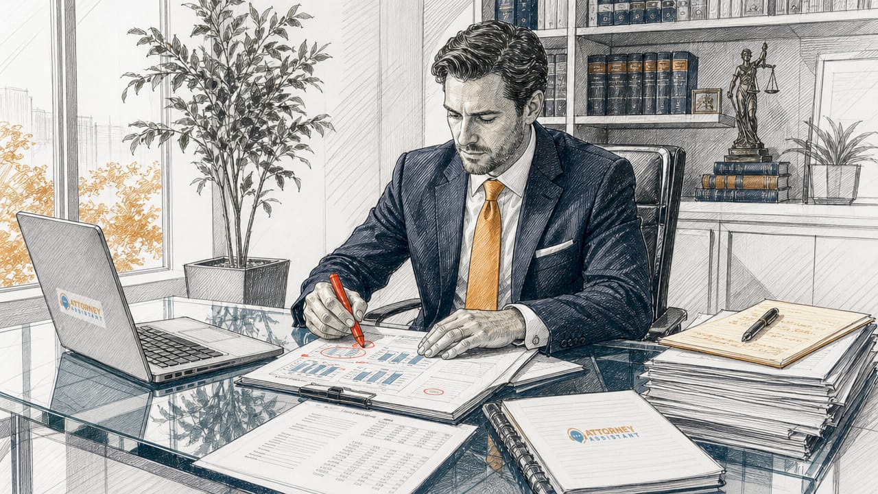 Hands auditing law firm intake data
