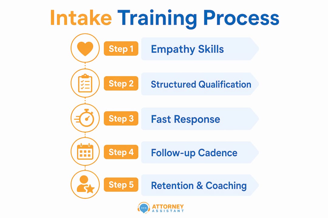 Infographic illustrating intake training process steps