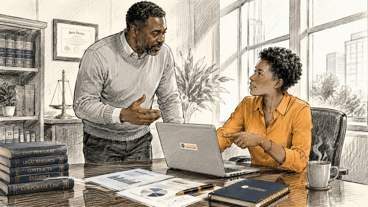 Hands pointing at analytics during law firm meeting