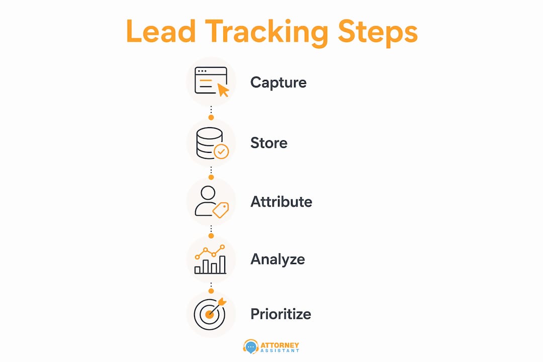 Infographic illustrating five key inbound lead tracking steps