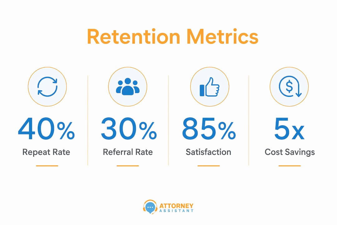 Infographic displaying key client retention metrics