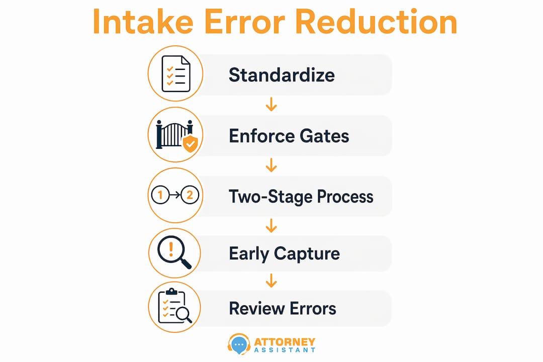 Infographic illustrating intake error reduction process