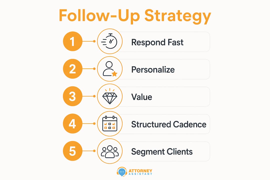 Infographic outlining client follow-up steps