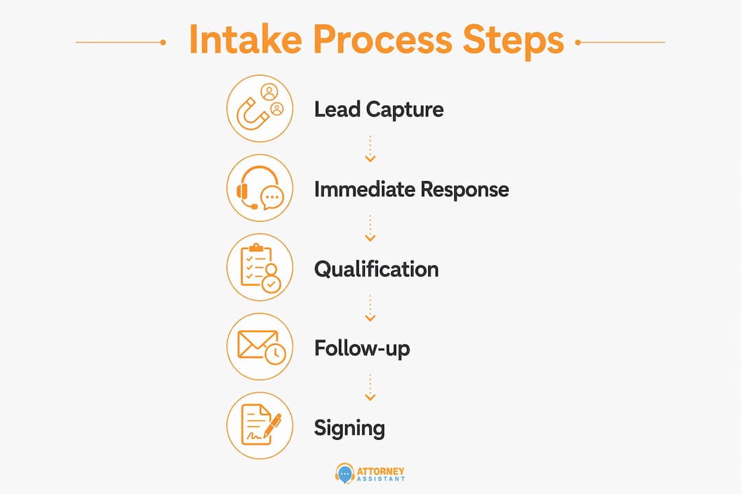 Infographic illustrating intake process steps