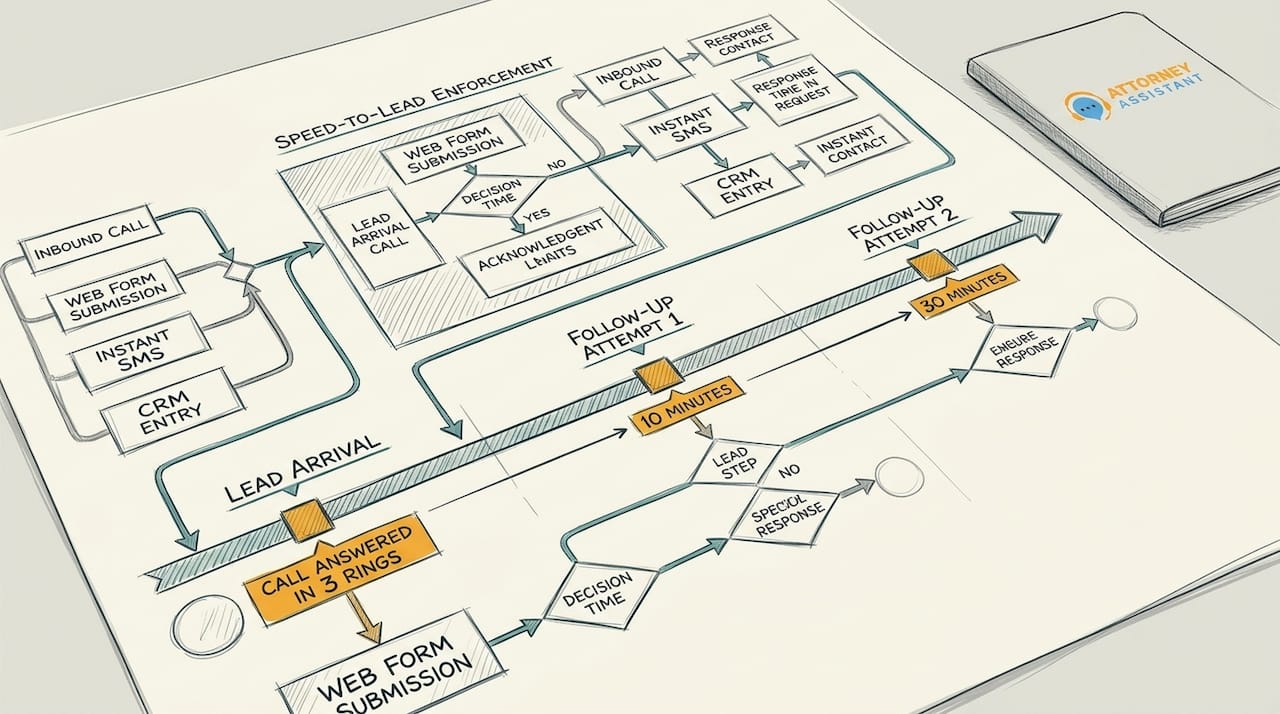 Structured law firm response time workflow illustration