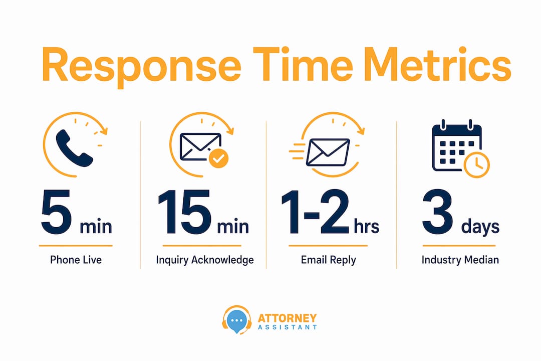 Infographic showing law firm client response time statistics