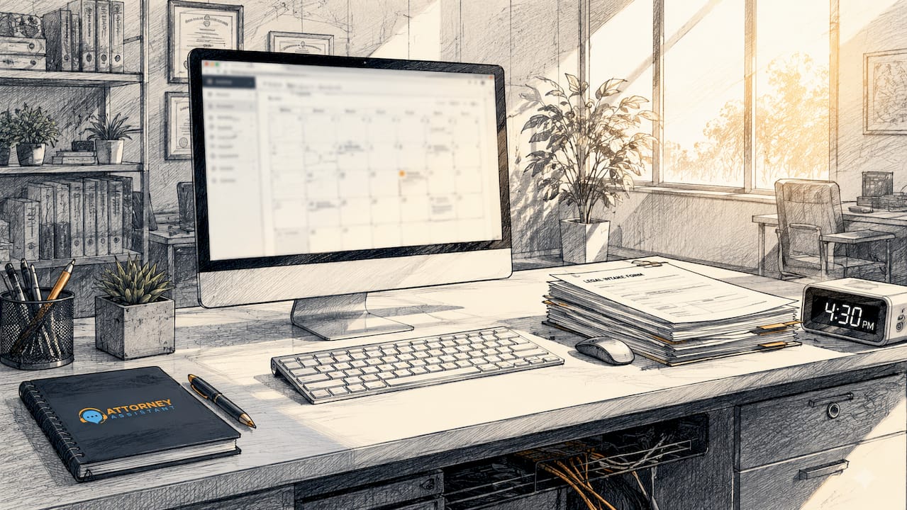 Legal office desk with automated follow-up system setup