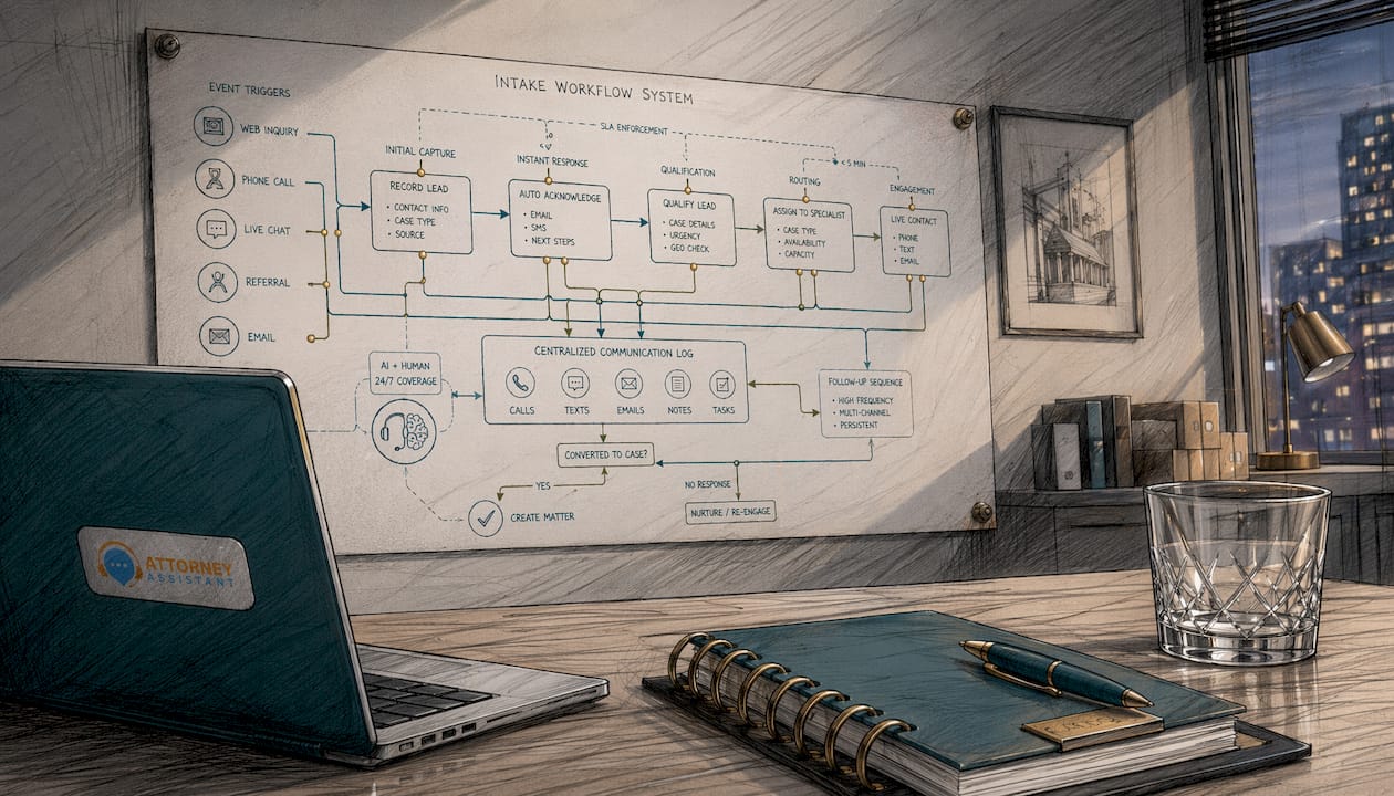 Architectural line-art workflow diagram in office corner
