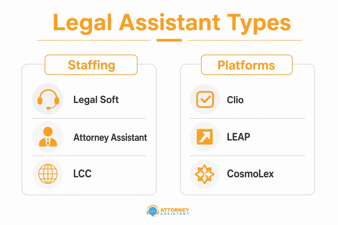 Infographic comparing legal assistant solution types
