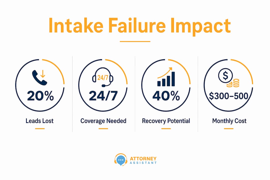 Infographic displaying legal intake failure statistics