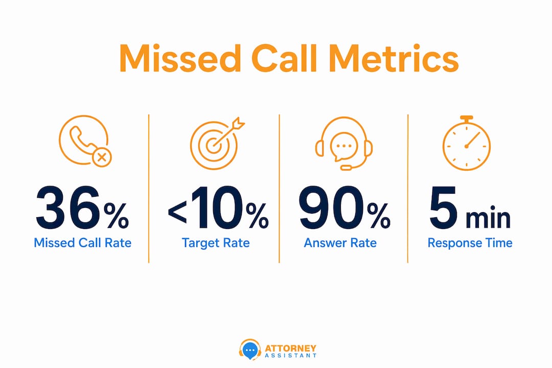 Infographic with law firm missed call rate statistics