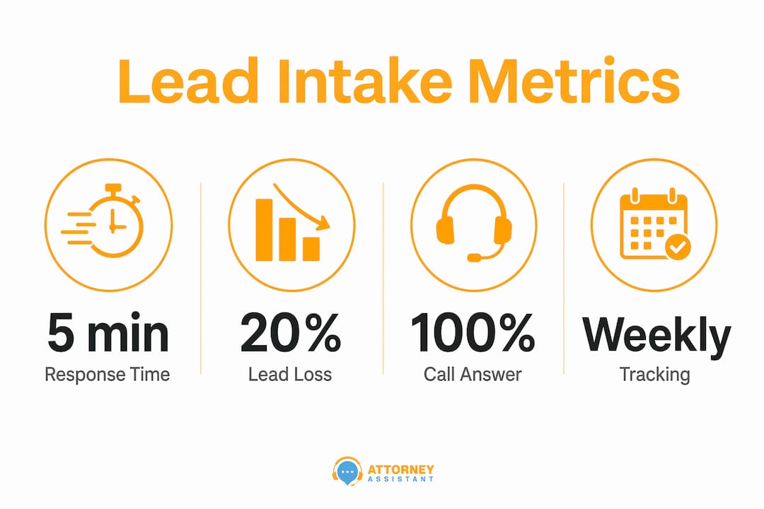 Infographic of lead intake key metrics for law firms