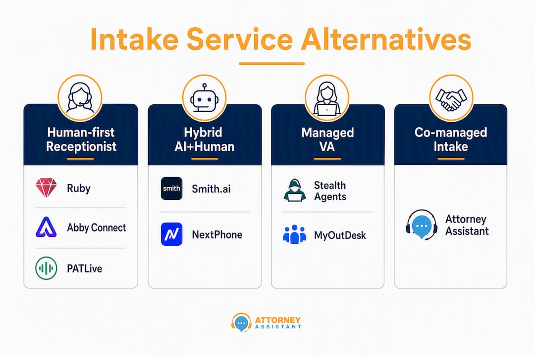 Comparison infographic of legal intake alternatives