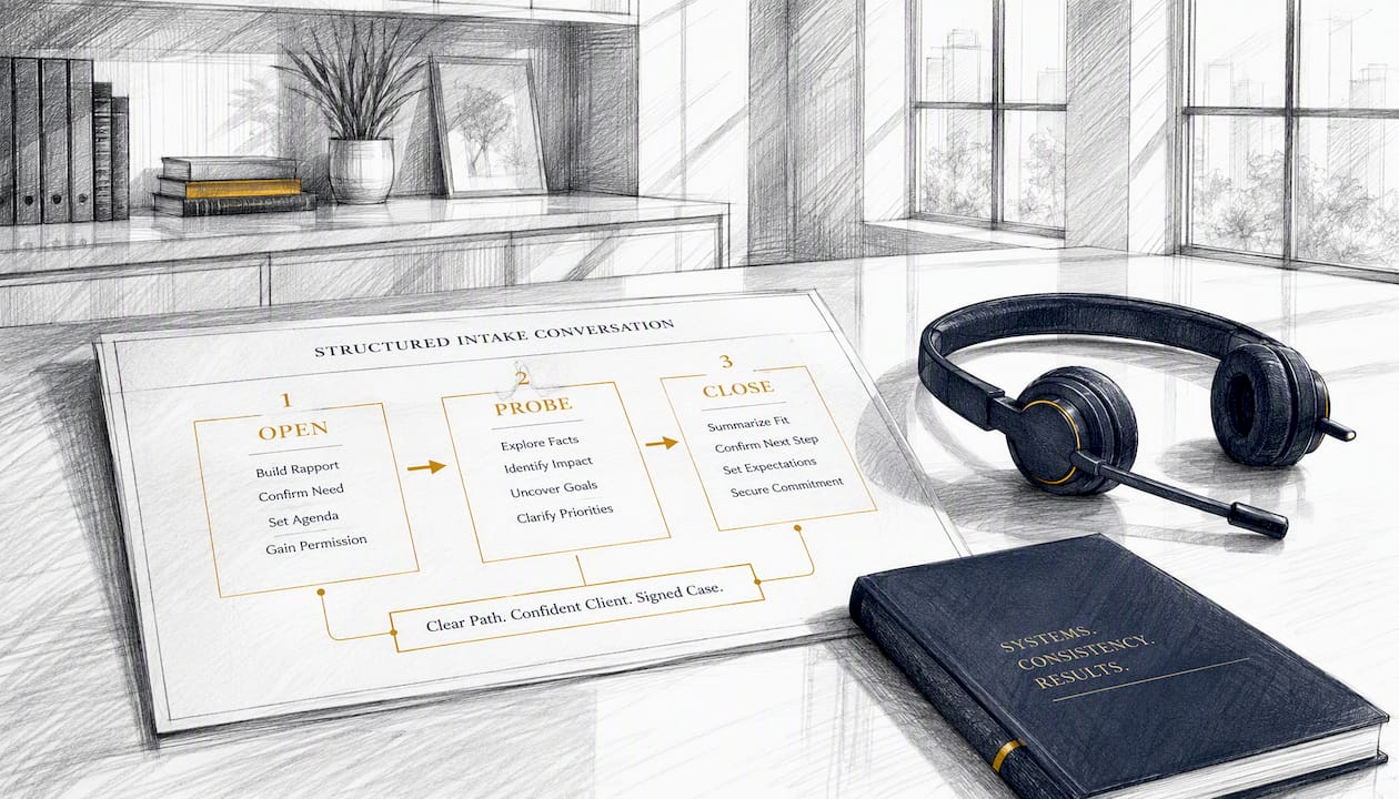 Structured intake workflow on desk