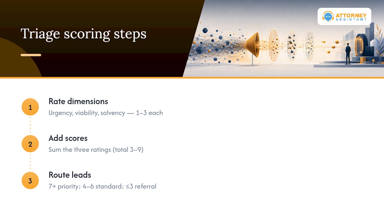 Personal Injury lead scoring triage diagram