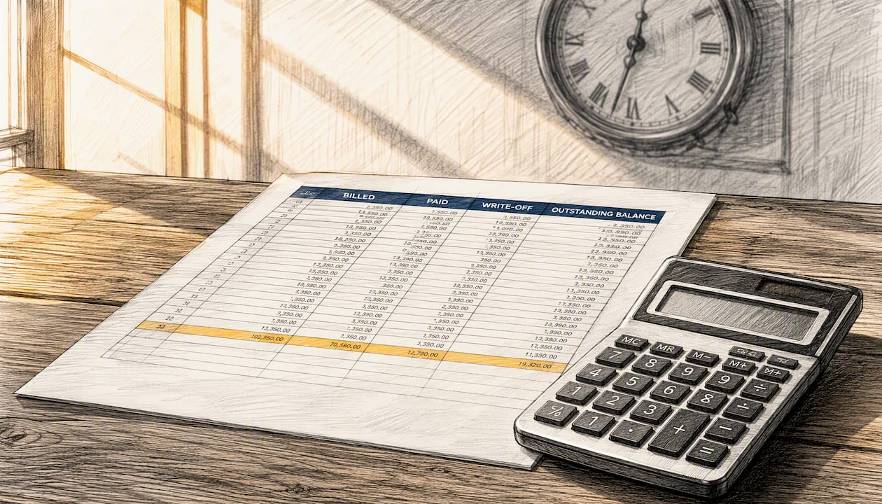 Spreadsheet and calculator for damages reconciliation