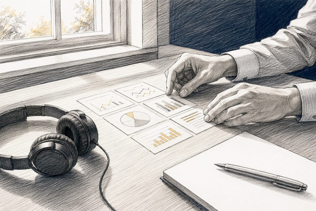 Hands arranging KPI charts in law office