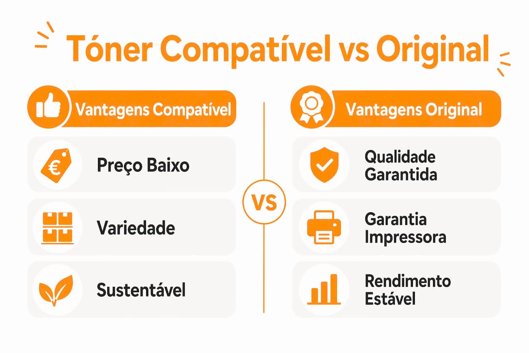 Infográfico: comparação entre toner compatível e toner original