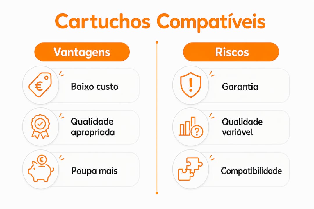 Infográfico: prós e contras dos cartuchos compatíveis – saiba o que ganha e o que pode perder ao escolher esta opção