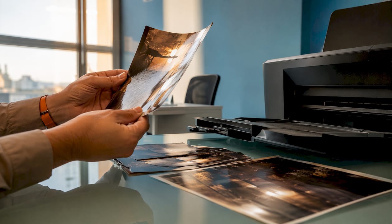 Folhas de papel fotográfico não adequadas para impressoras laser