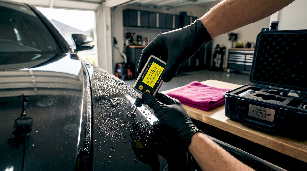 Measuring water beading on luxury car paint