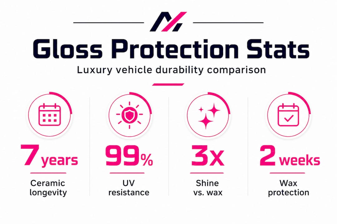 Infographic comparing gloss durability and protection stats