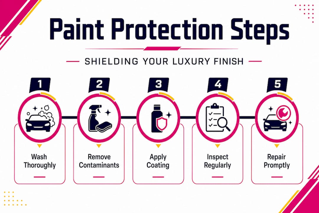 Infographic of steps for luxury car paint protection