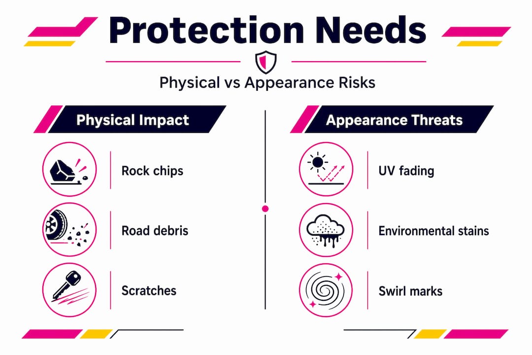 Infographic comparing physical and appearance risks