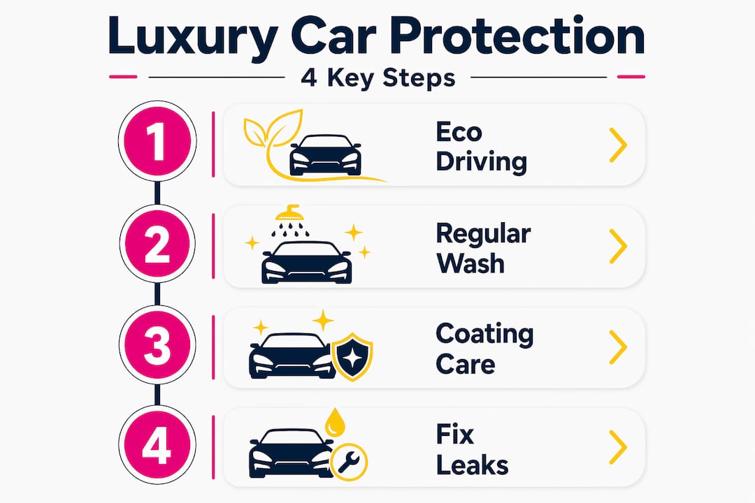 Infographic outlining four luxury car protection steps