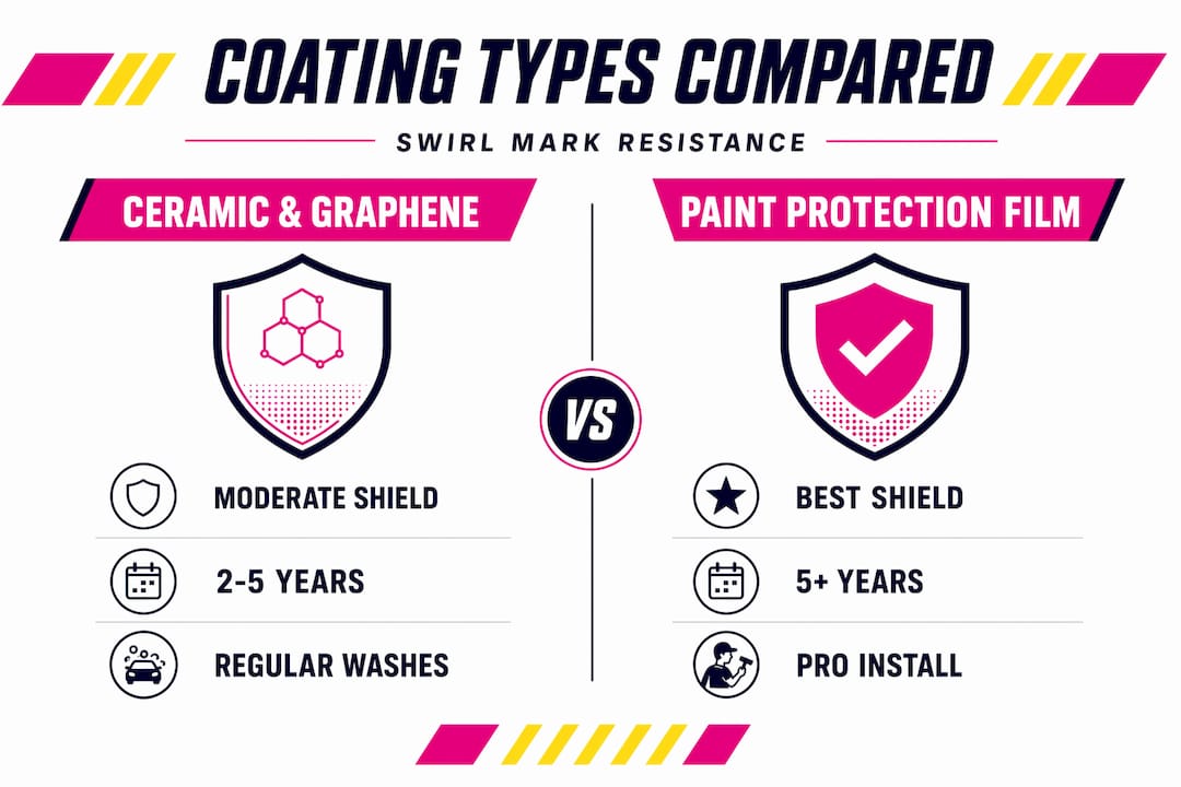 Infographic comparing coating types for swirl resistance