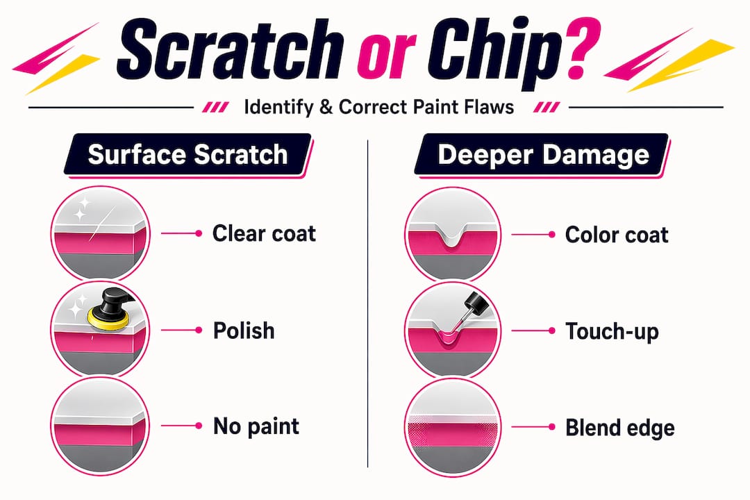 Infographic comparing surface scratch to deeper damage