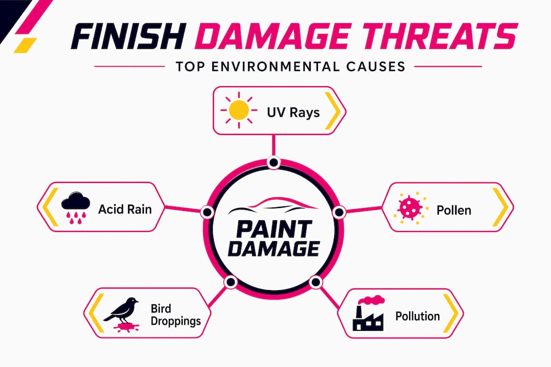 Infographic showing main threats to car finishes