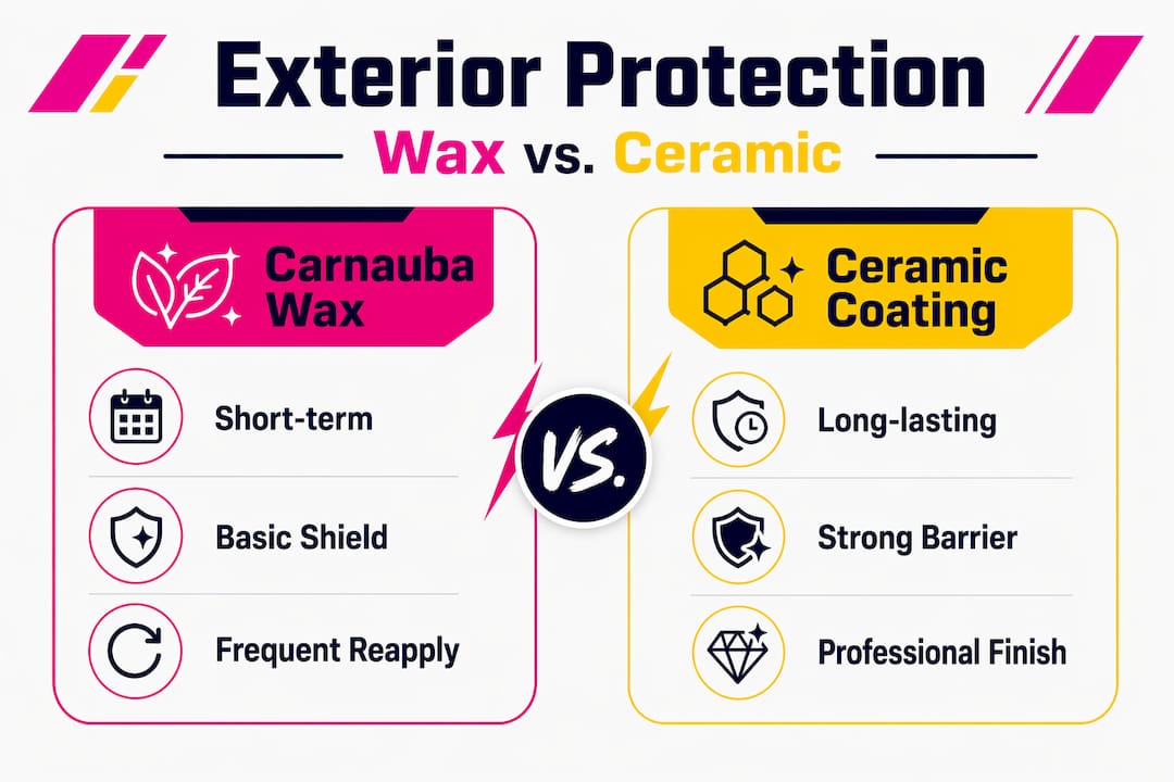 Infographic comparing wax and ceramic coatings
