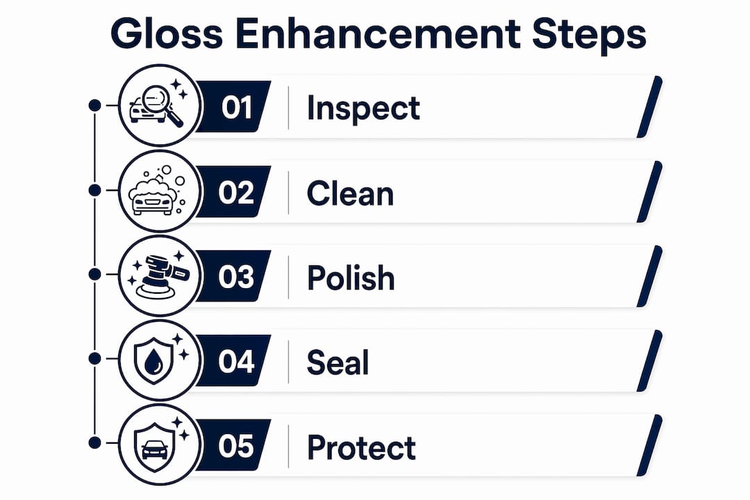 Infographic showing step-by-step gloss enhancement process